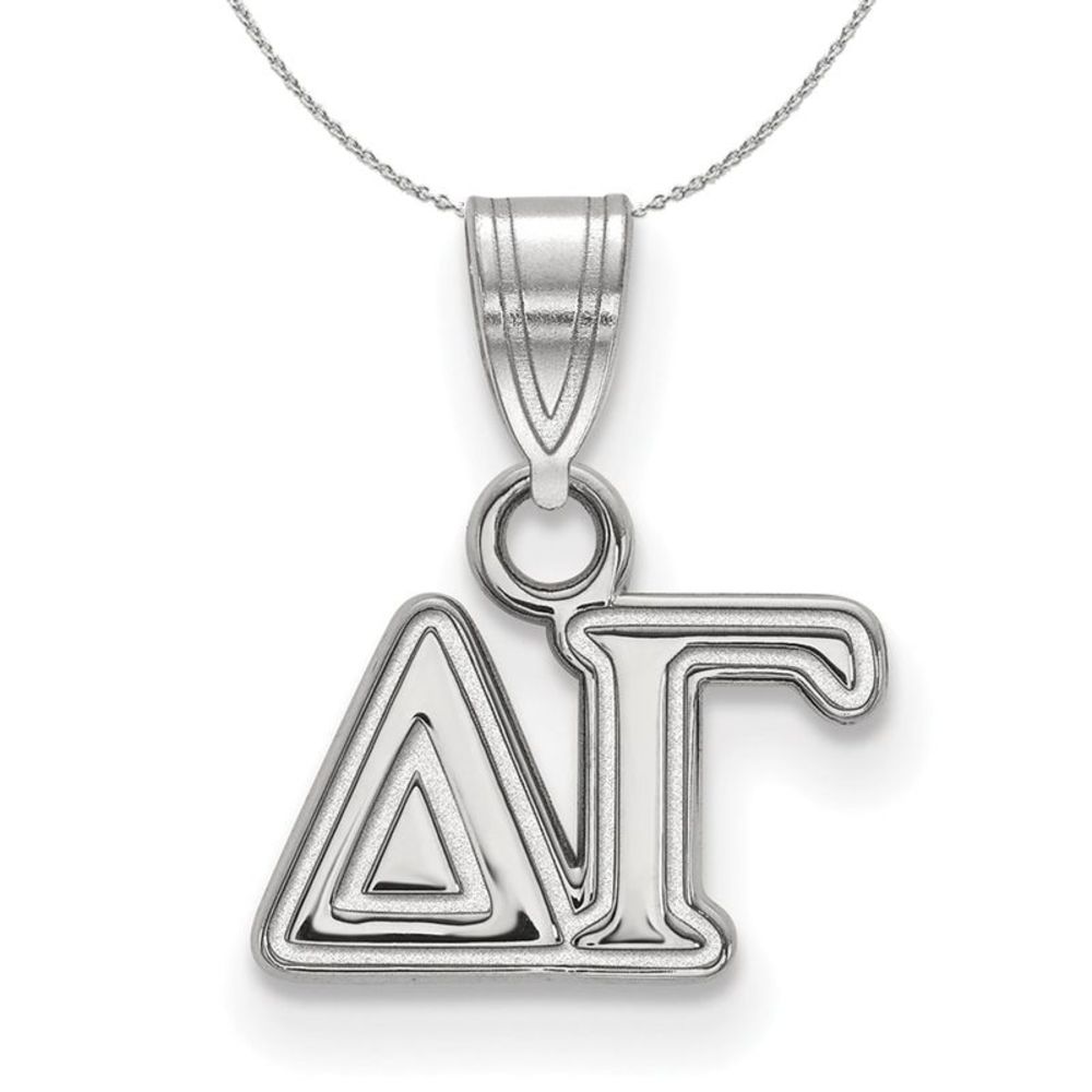 Sterling Silver Delta Gamma Small Greek Necklace - 16 Inch